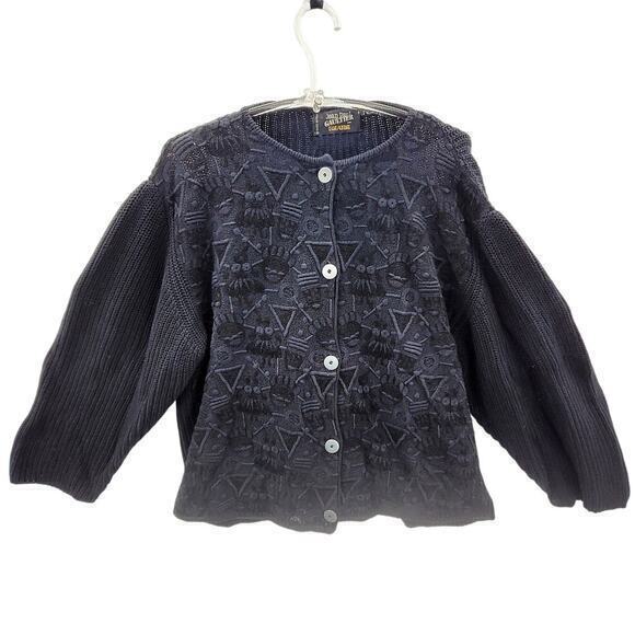 HP Jean Paul Gaultier for Equator Sheer Geometric Front Memphis Cardigan Sweater - Picture 1 of 16